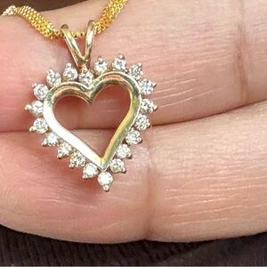 14k Gold Heart Pendant with Diamonds
